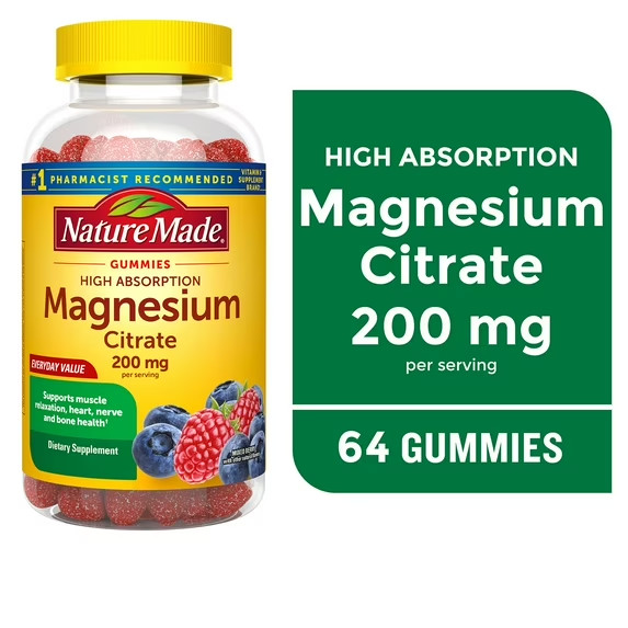 High Absorption Magnesium Citrate 200 Mg per Serving Gummies, 64 Count