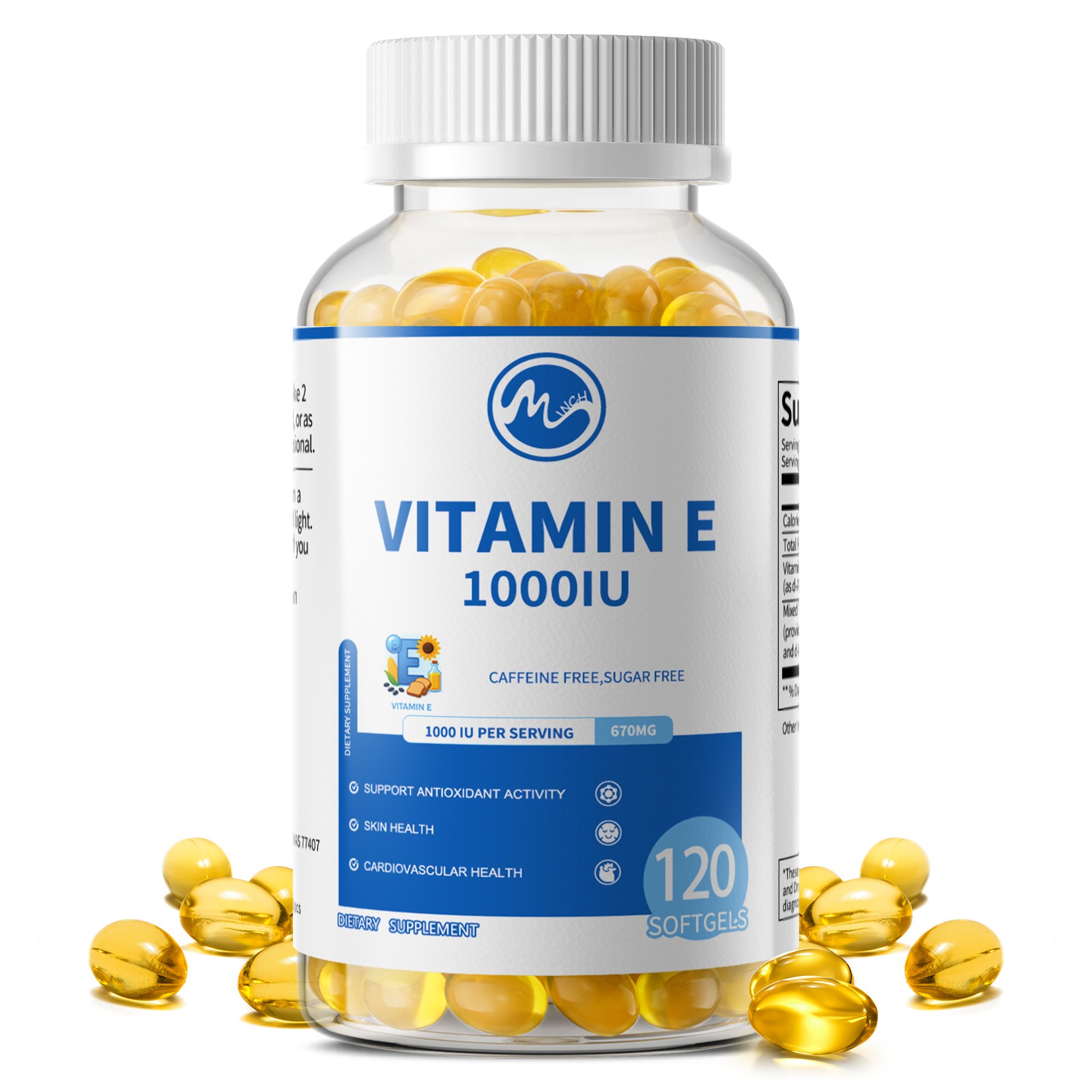 Vitamin E 1000 Iu 670mg Capsules – Supports Skin, Hair, Immune and Eye Health