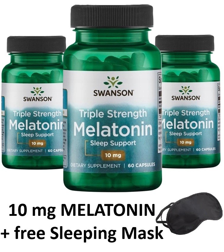 Melatonin 10mg – 60-360 capsules / +Sleeping Mask! / TRIPLE STRENGHT / Sleep Aid