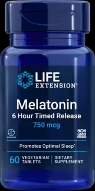 TWO PACK SALE Life Extension Melatonin 6 Hour Timed Release 60 tab TAKE OFF $5