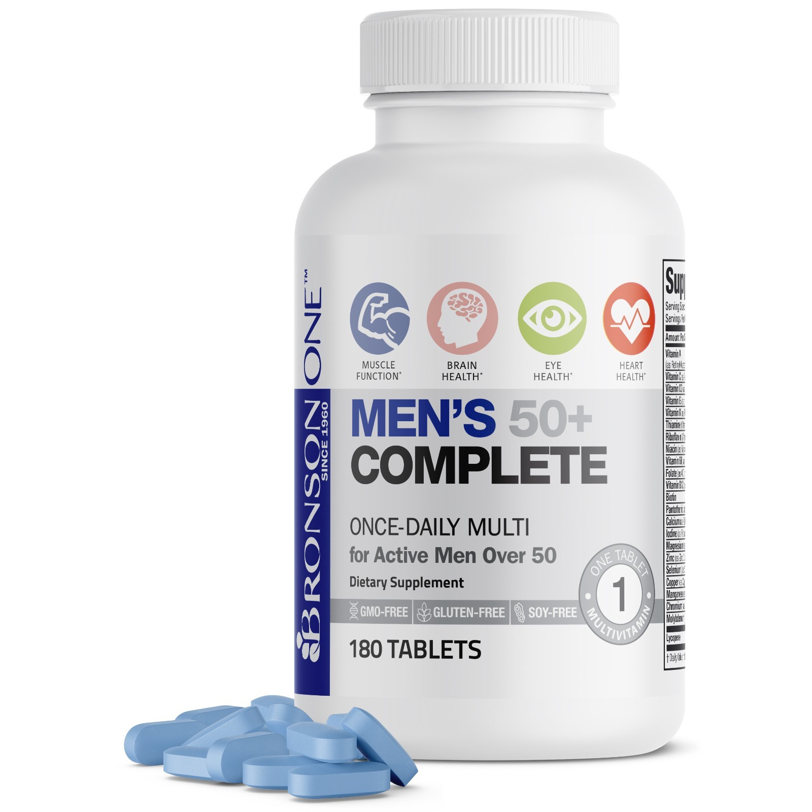 Bronson ONE Daily Men’s 50+ Complete MultiVitamin MultiMineral, 180 Tablets