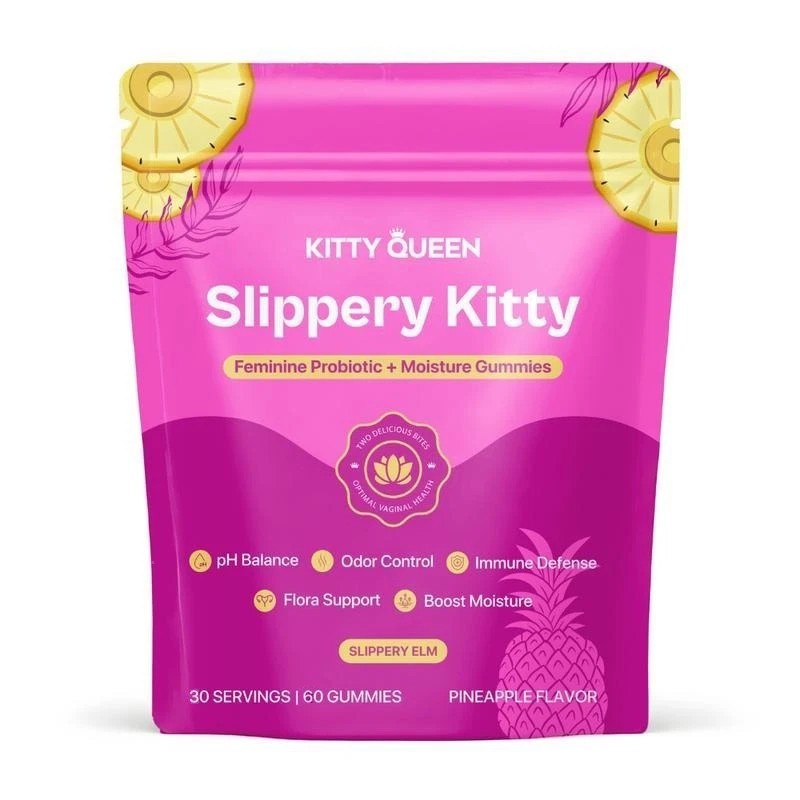 Kitty Queen Slippery Kitty – Feminine Probiotic + Moisture, 60 Yummy Gummies