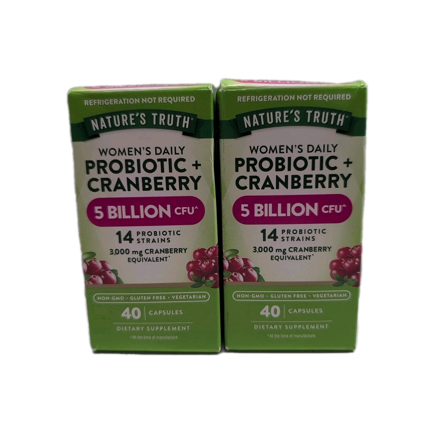 (2) Nature’s Truth Women’s Probiotic + Cranberry 40 Capsules Each. Exp: 06/2027