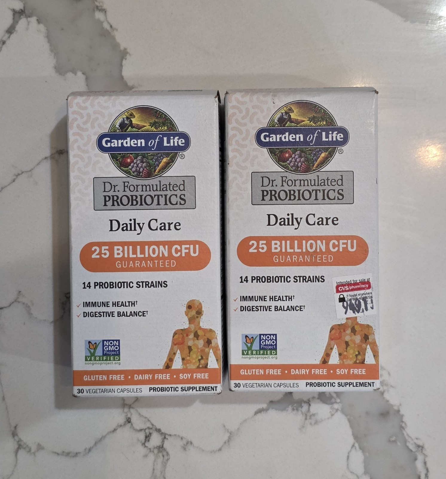Lot of 2 Garden of Life Dr. Formulated Probiotics Daily Care- 30 Caps- Exp 8/26+