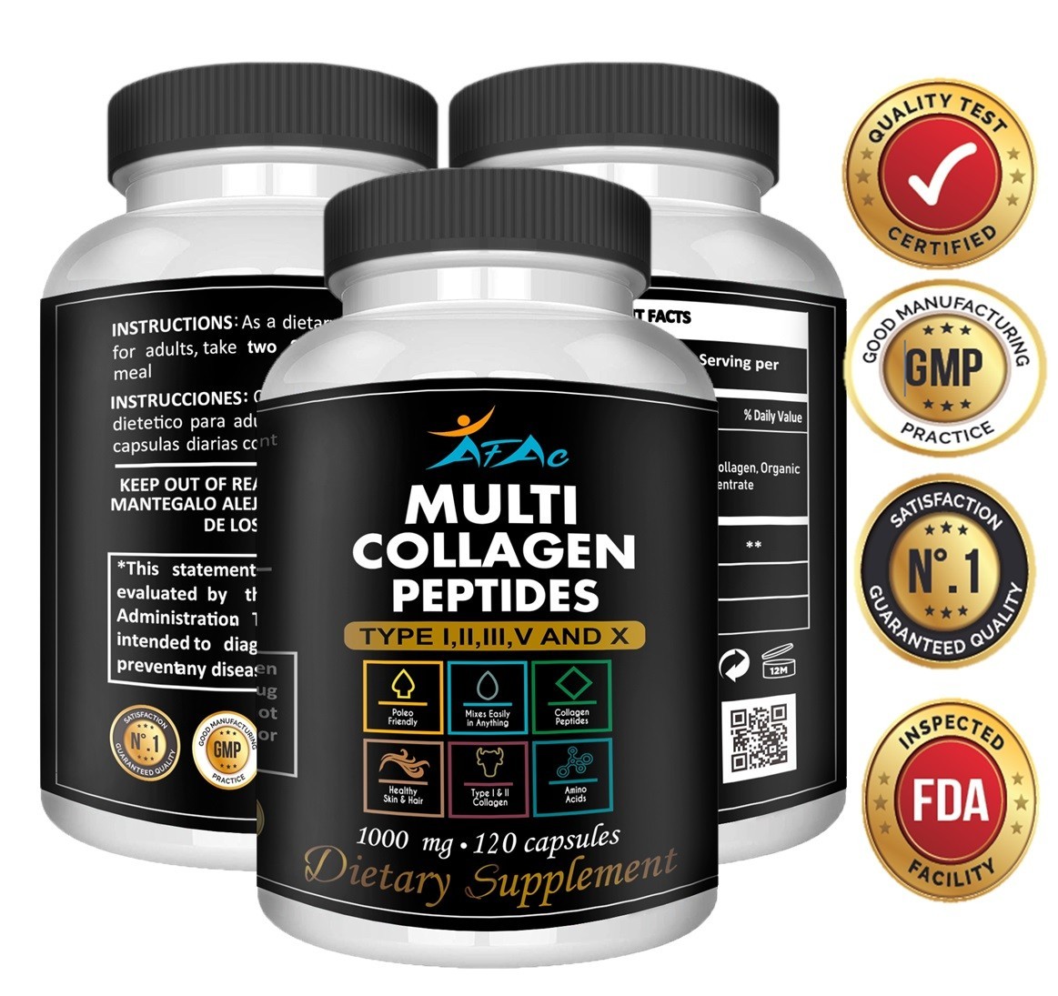 HYDROLYZED COLLAGEN 1000 mg BEST Anti Aging Skin Bone Hair Loss Nails 120 pills