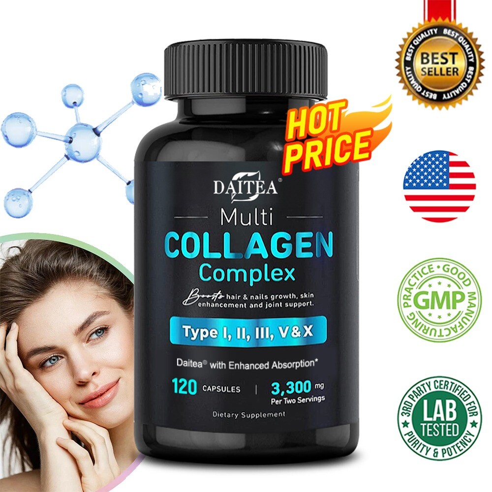 Collagen Complex 3300mg- Type I, II, III, V, X – Hydrolyzed Collagen, Anti-Aging