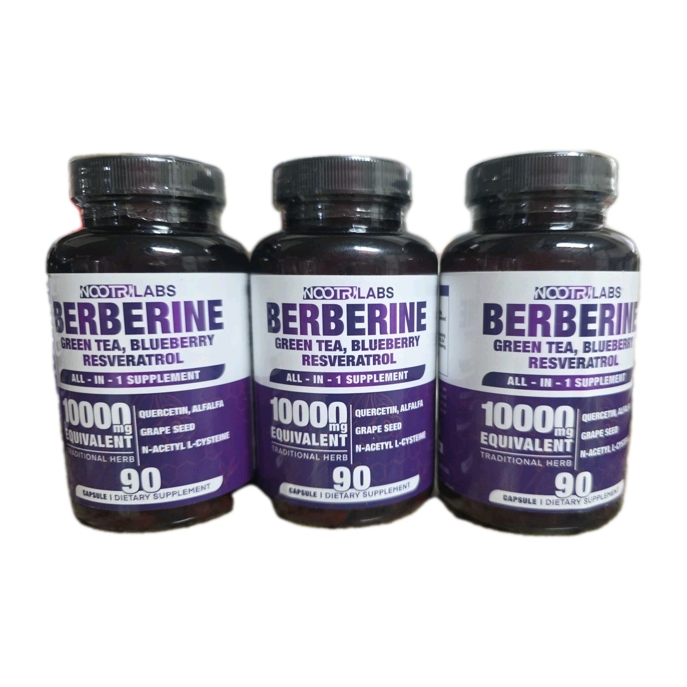 🔥3 Bottles Nootrlabs Berberine With Green Tea, Resveratol, Quercitin Exp 2025