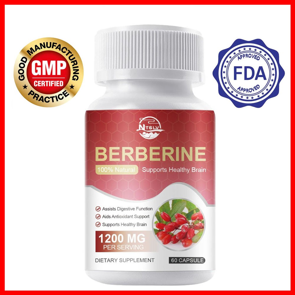 Berberine Capsules antibacterial clearing heat detoxify regulate intestines 60pc