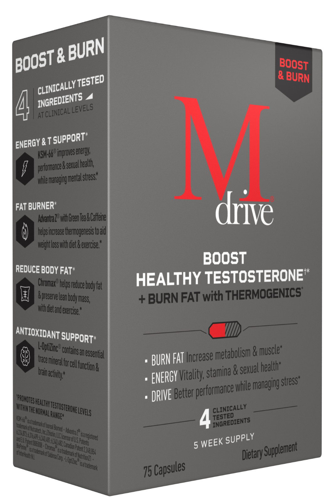 MDRIVE BOOST AND BURN Fat Thermogenics Testosterone Nugenix Thermo TryMdrive