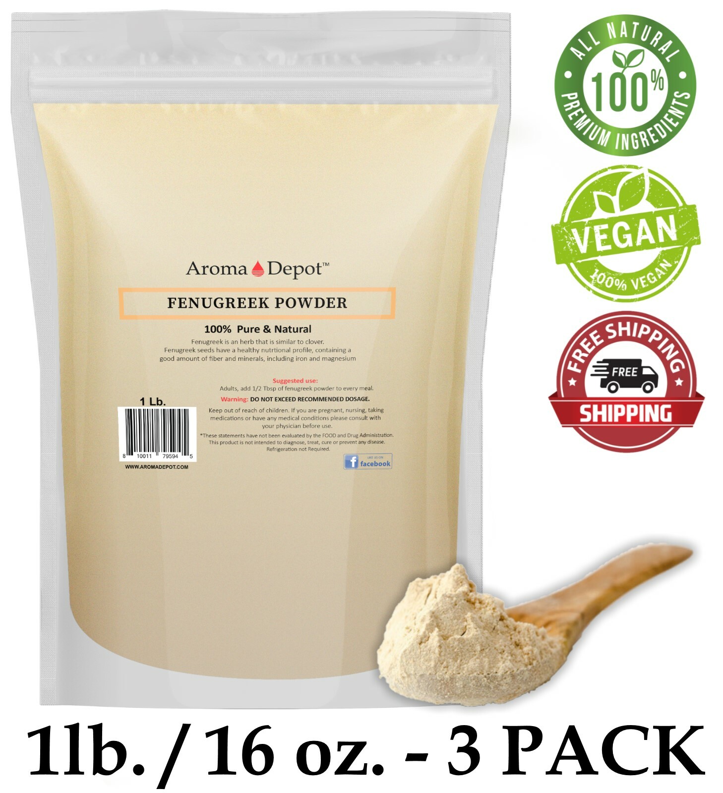Ashwagandha Root Powder 3 lbs. (x3 – 1lb) Withania somnifera Indian Gindeng BULK