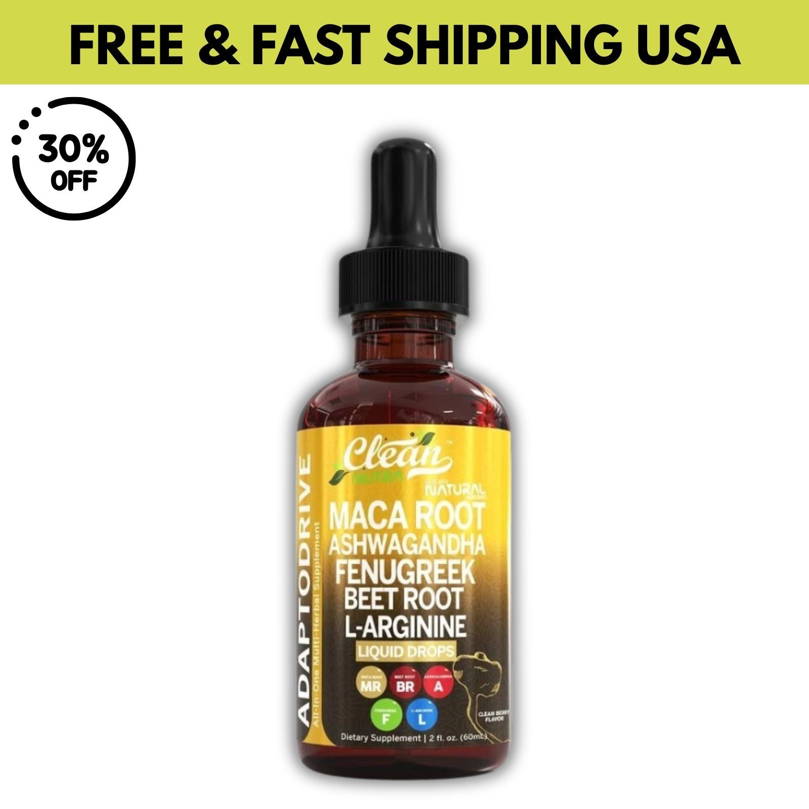 Organic Maca Root Liquid Drops Ashwagandha Fenugreek Beet Root and L-Arginine US