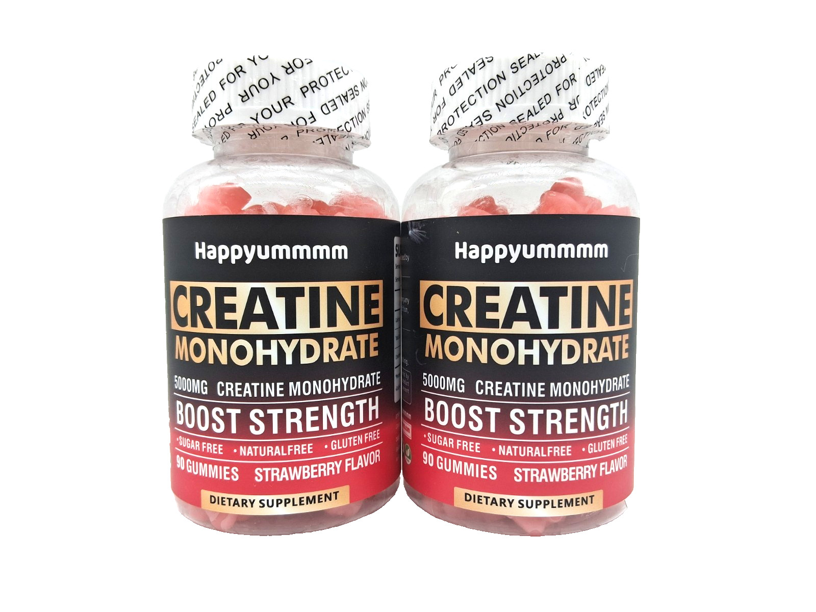 2 x Happyummmm Creatine Monohydrate Boost Strength 5000MG, Strawberry, Exp 10/26