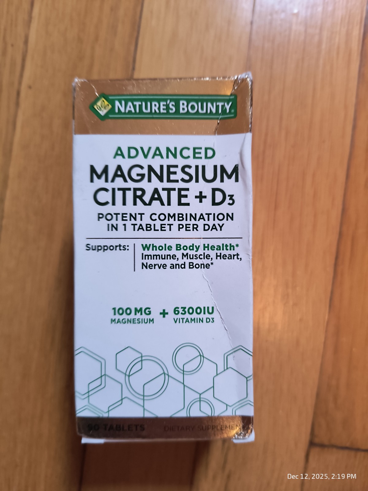 Natures Bounty Advanced Magnesium Citrate + D3 Sealed 90 Tablets Exp 7/27