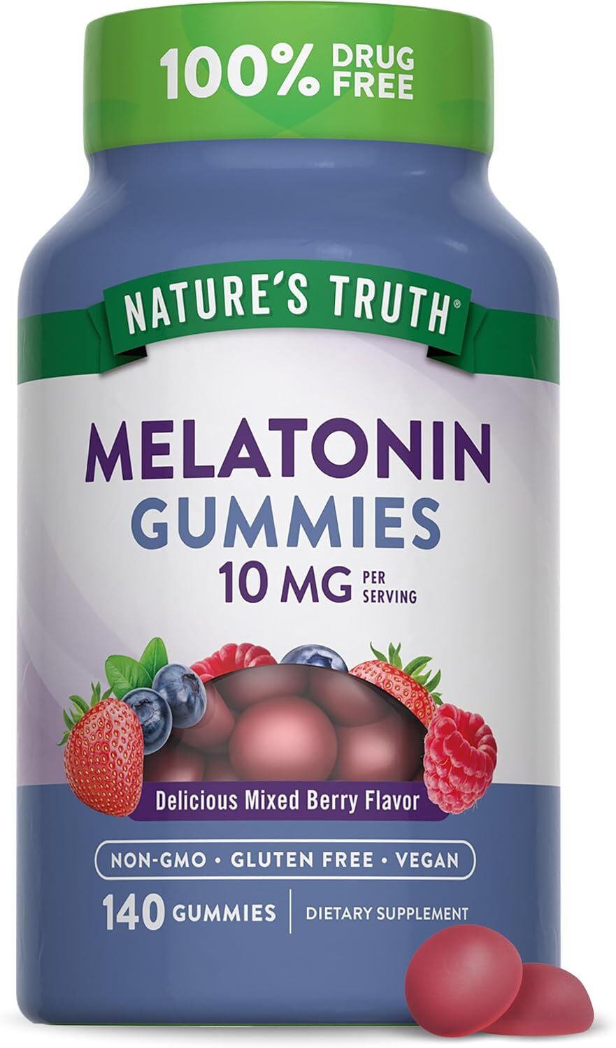 Melatonin Gummies 10mg | 140 Count | Berry Flavor | Vegan | by Nature’s Truth