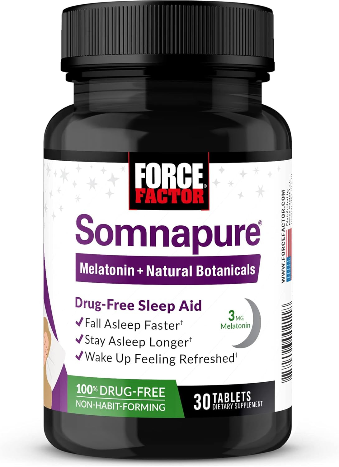 Force Factor Somnapure Sleep Aid with Melatonin & Valerian, Non-Habit Forming, 3