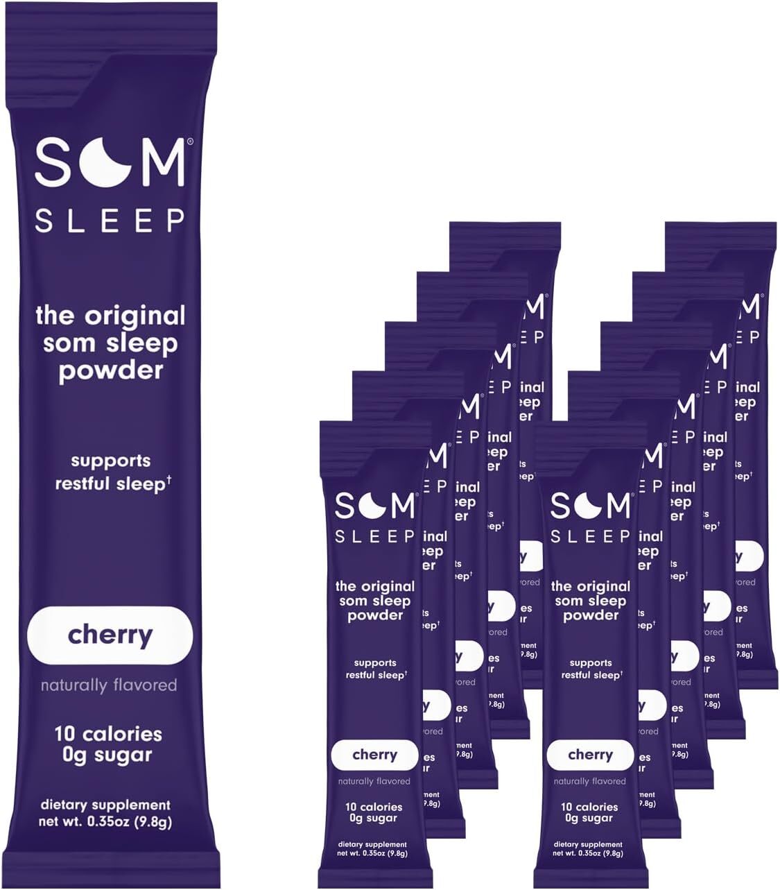 Som Sleep Powder Drink – Cherry, 10-Pack, Melatonin & Magnesium, Sugar-Free