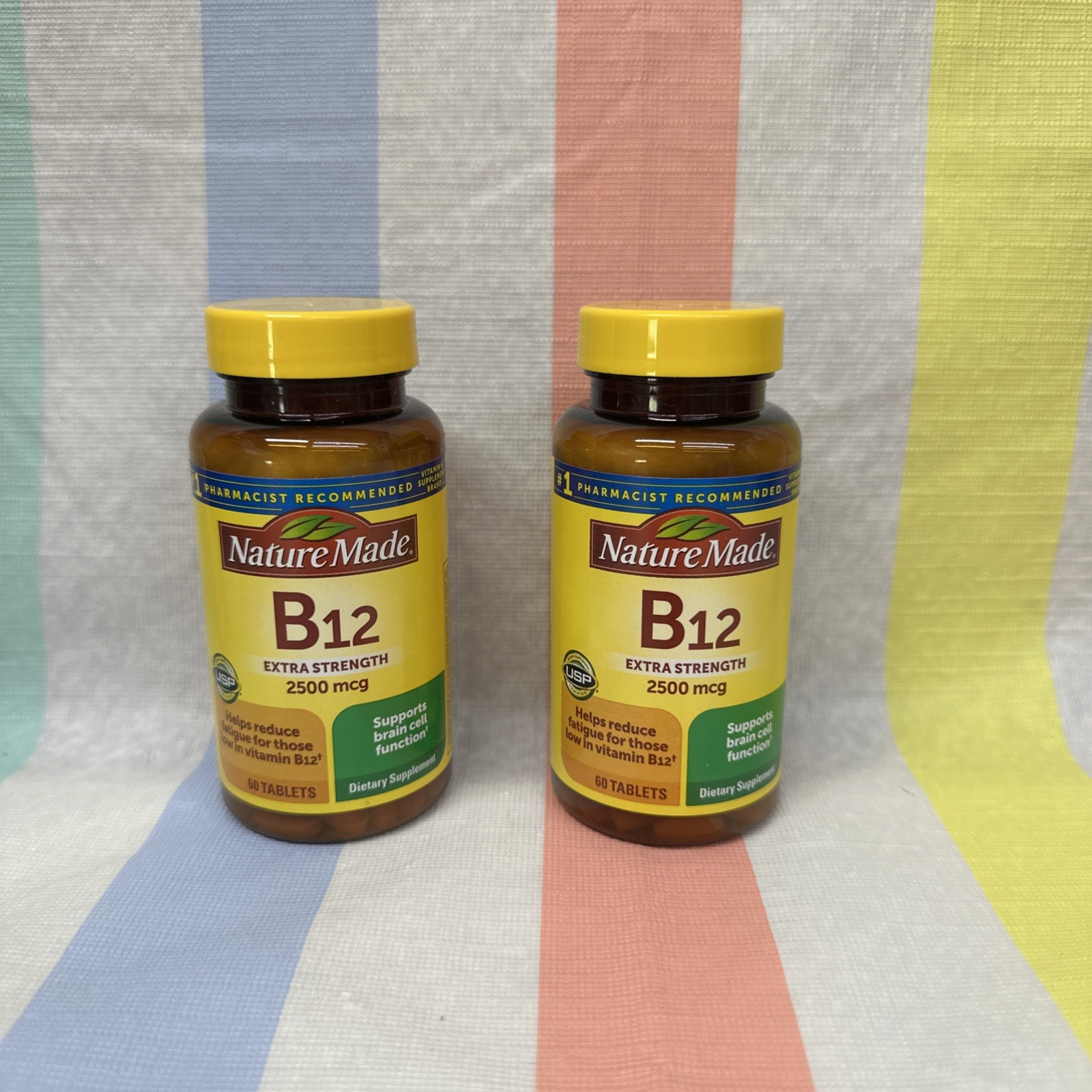 (2) Nature Made 2500mcg Extra Strength VITAMIN B12 – 60ct lot of 2 – 03/26