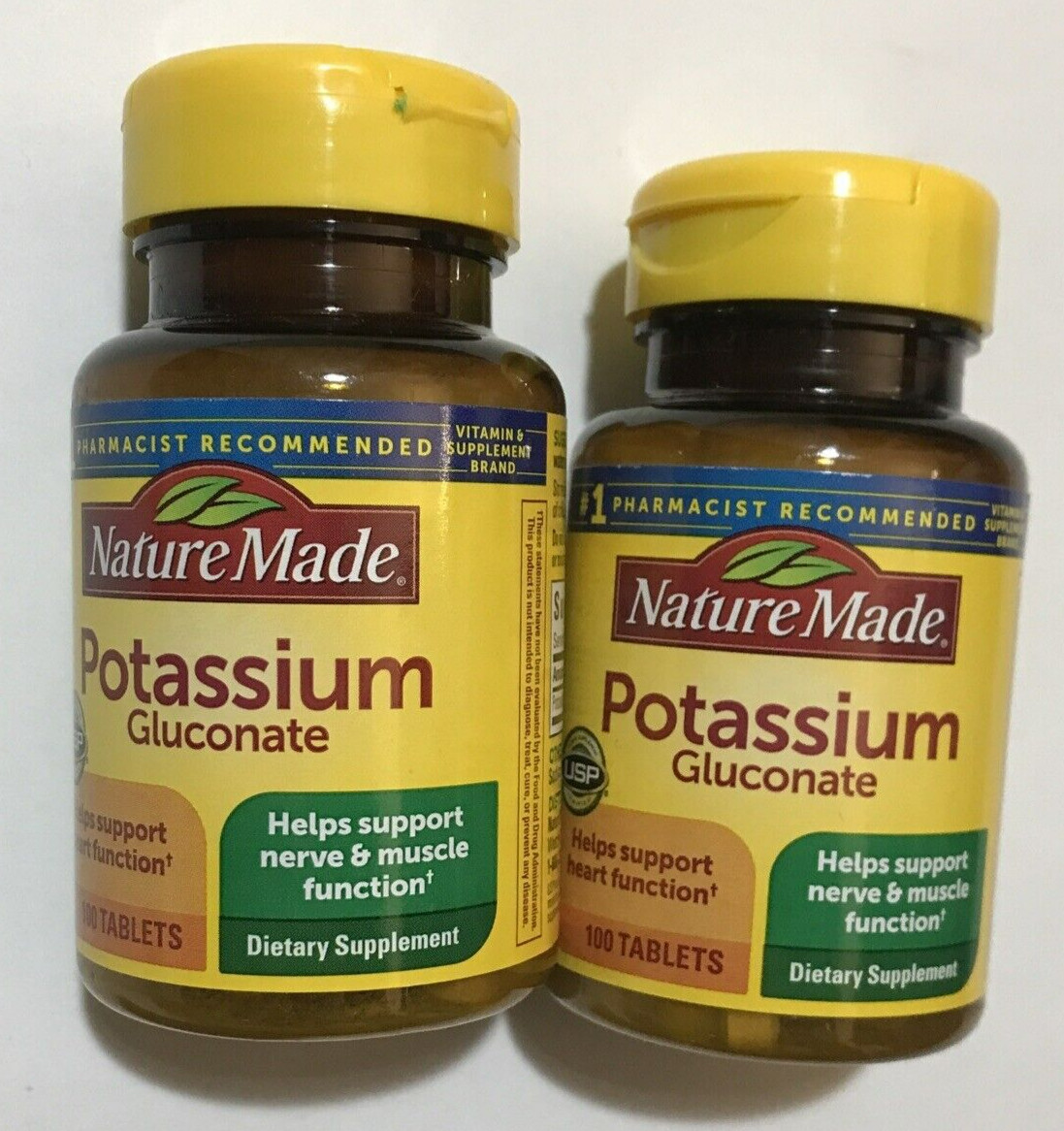 2x Nature Made Potassium Gluconate 550mg, 100 Tablets Exp 09/2026 NEW