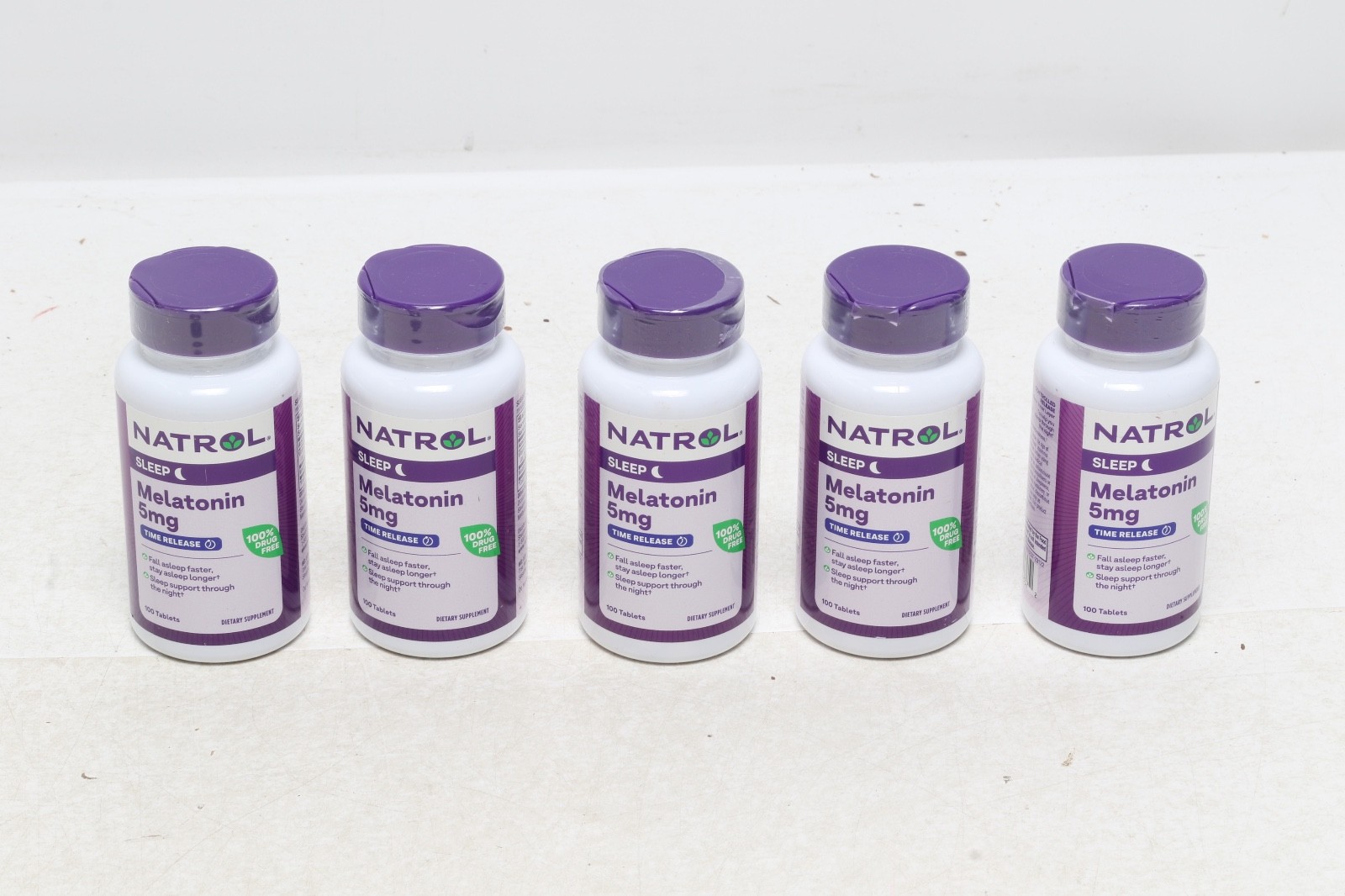 5 Bottles of Natrol Melatonin  Time Release  5 mg  100 Tabs Each -Exp: 04/27