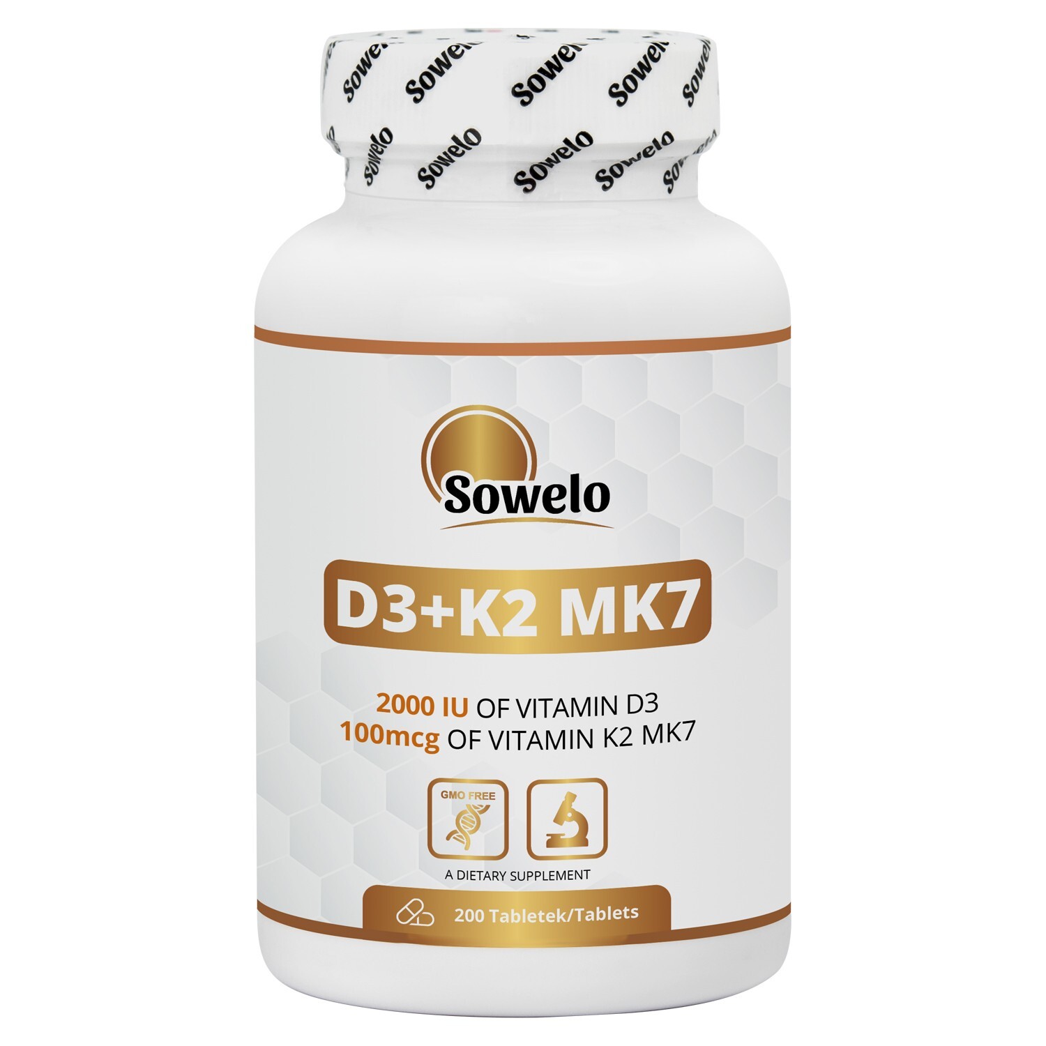 Vitamin D3 + K2 MK7 Tablets – High Potency, Bone & Heart Support – Sowelo