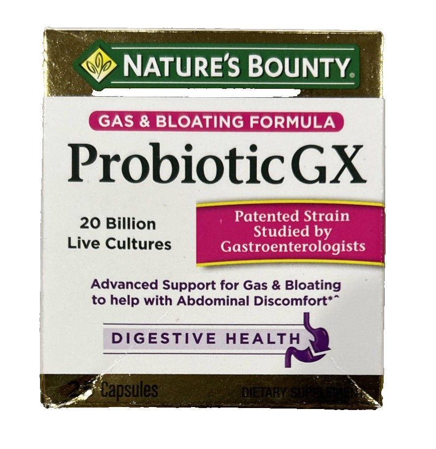 Nature’s Bounty Probiotic GX Gas & Bloating Formula 25 Capsules 06/26