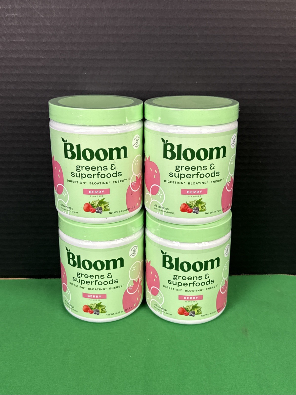 4 PK Bloom Nutrition Greens & Superfoods Powder Berry 48 Servings Ea EXP 12/25