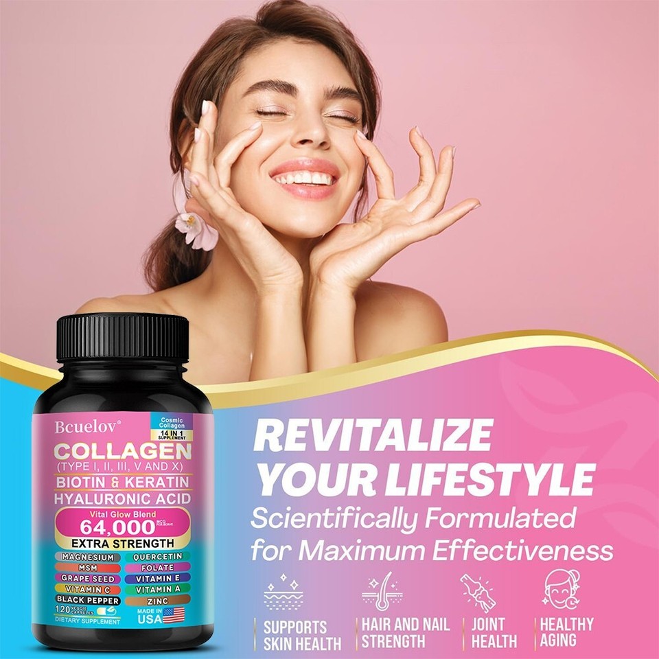 Collagen 1000Mg Biotin 10000Mcg Keratin & Hyaluronic Acid Capsules