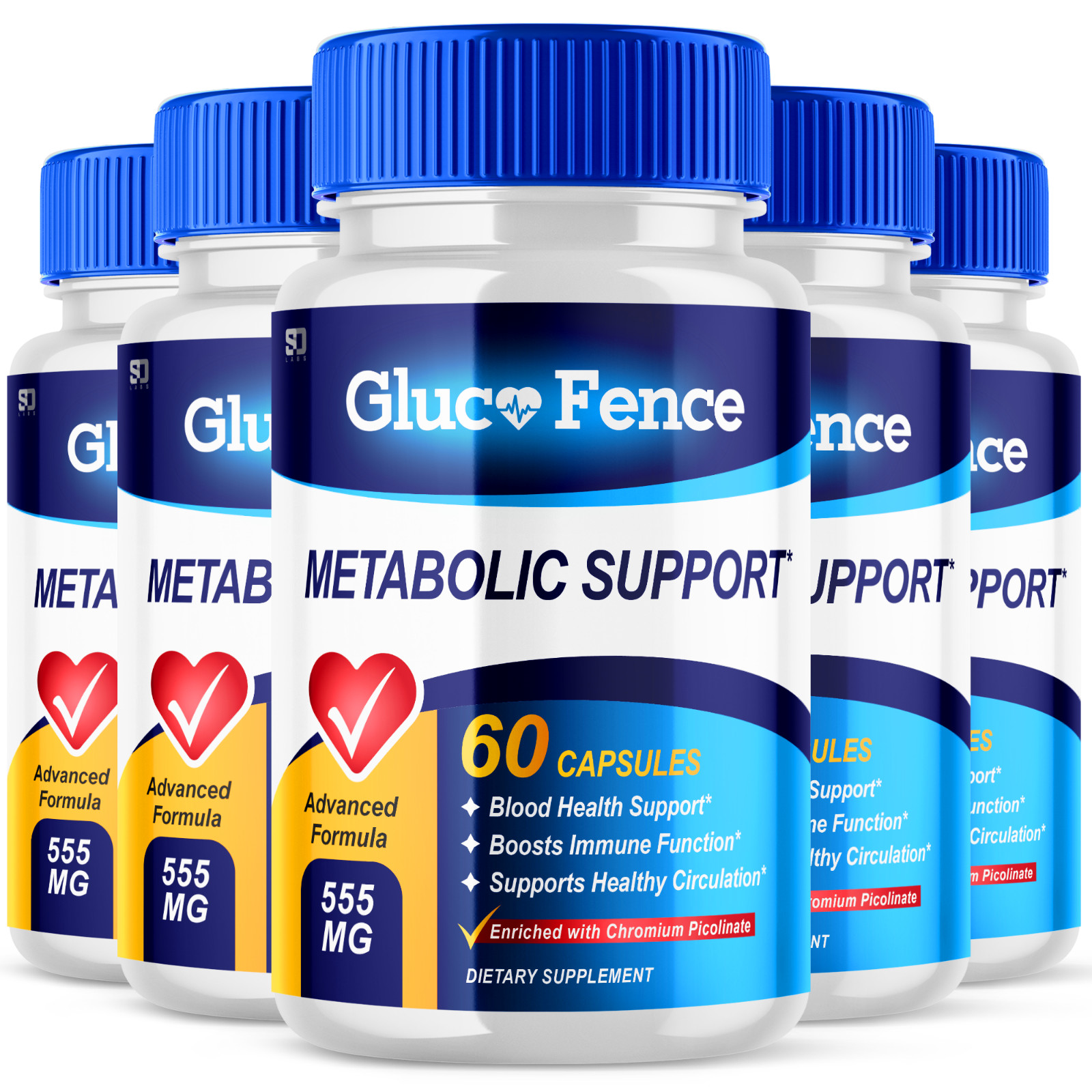 (5 Pack) Gluco Fence, GlucoFence Metabolism & Blood Sugar Support (300 Capsules)