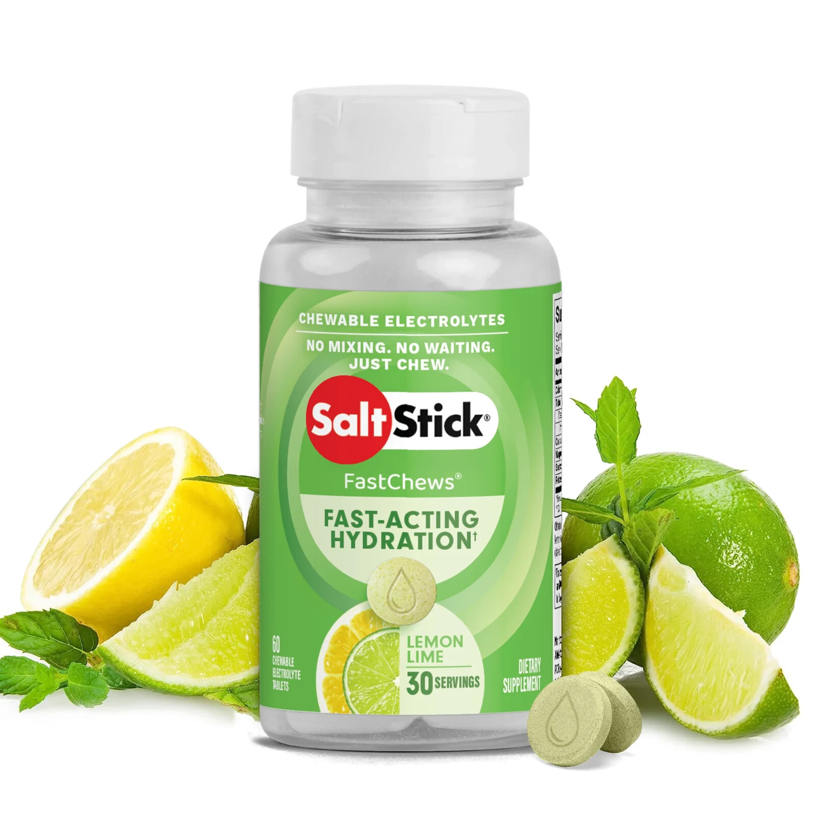 SaltStick Fast Chews – Lime – 60 Count Jar – Electrolyte Replacement
