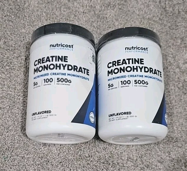 Lot Of 2 Nutricost Pure Creatine Monohydrate 500 Gram 1.1lb Powder -Exp 10/26 2x