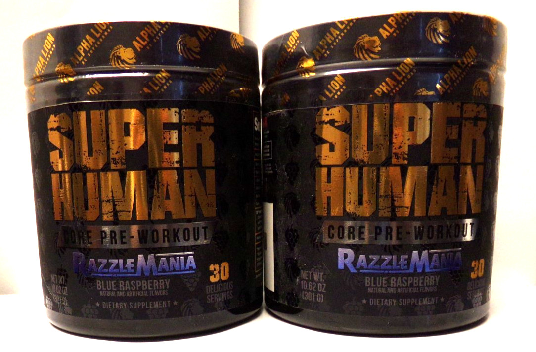 2pk Alpha Lion Super Human Core Pre Workout Powder Creatine (Razzle Mania) 11/26