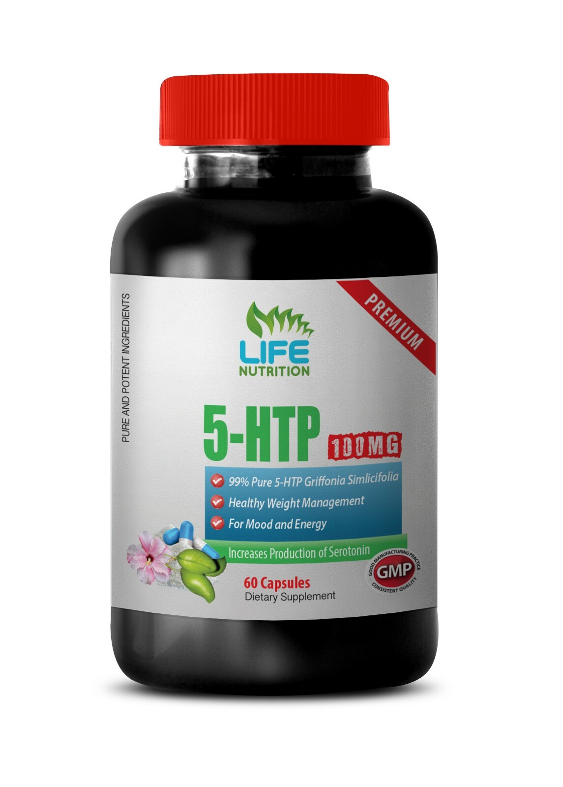 5 htp capsules – 99% PURE 5-HTP 100mg – natural sleep aid 1 Bottle 60 Capsules