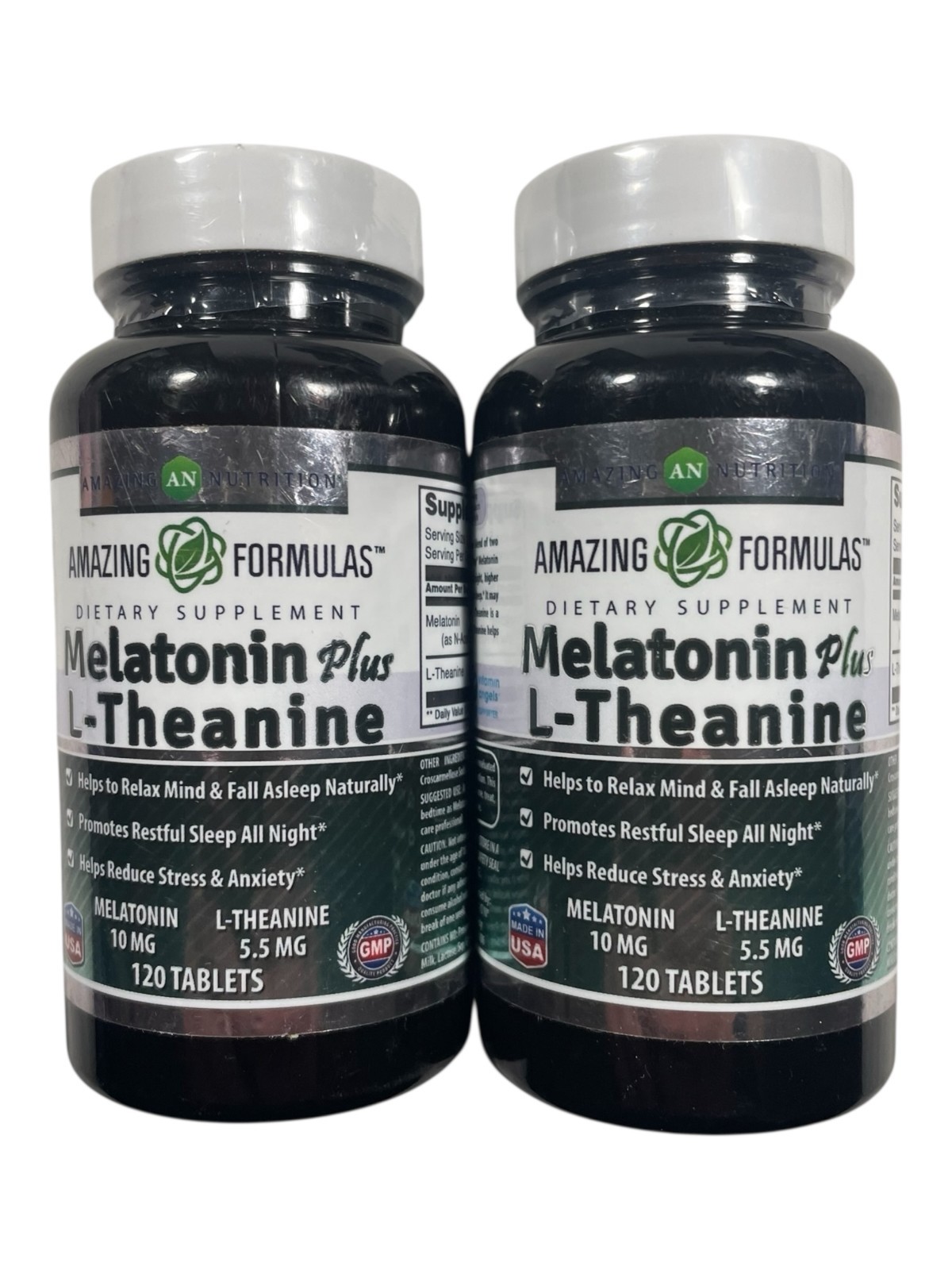 Amazing Formulas Melatonin Plus L-Theanine – 2 PACK – 120 tabs each – Exp 03/27