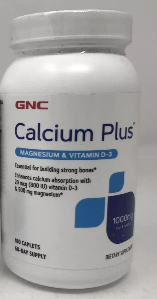 GNC Calcium Plus Magnesium & Vitamin D-3 1000 mg 180 Ct **READ**