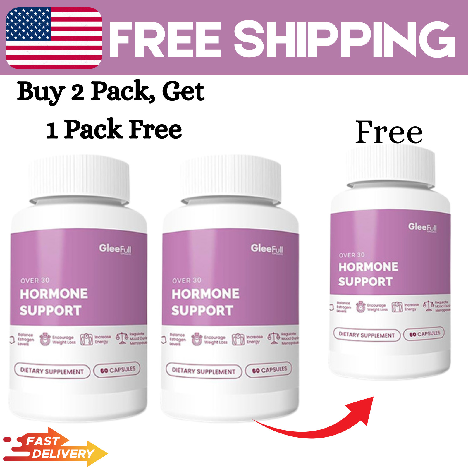 3 GleeFul Over 30 Hormone Support, Estrogen, Energy, Menopause Support for Women