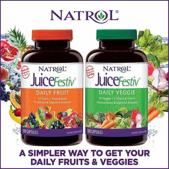 Natrol JuiceFestiv Daily Fruit & Veggie, 240 Capsules FREE SHIPPING