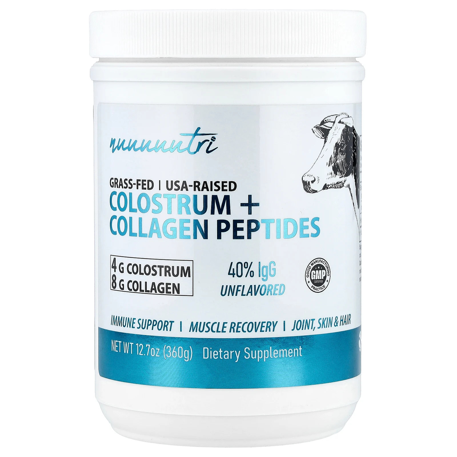 Colostrum + Collagen Peptides, Unflavored, 12.7 oz (360 g)