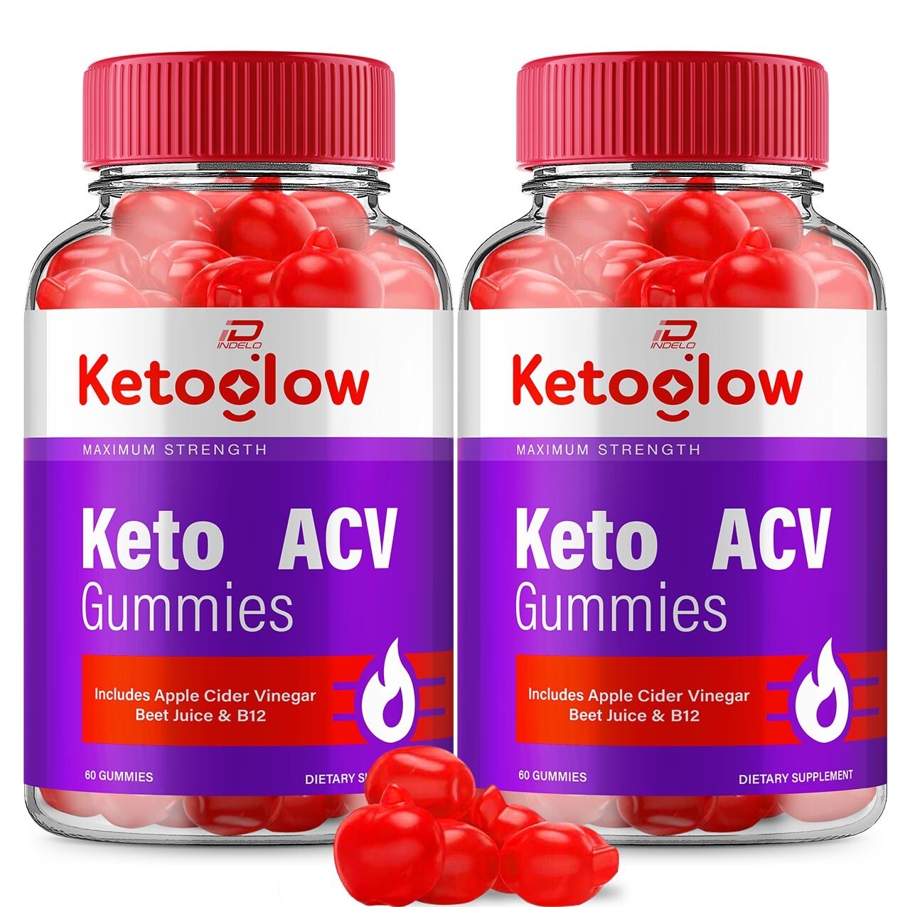 (2 Pack) Keto Glow ACV Gummies Supplement – Ketoglow ACV Gummy, Vitamin B12