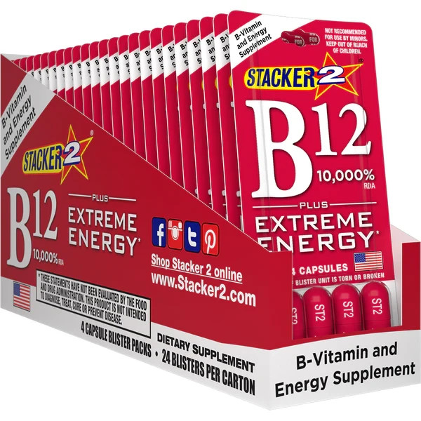 B12 10,000% RDA +Extreme Energy (4/pk, 24pk) Total 96 capsules