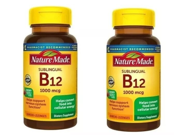 Nature Made Vitamin B-12 – Cherry 1,000 mcg 50 Tabs Exp 02/2026 – PACK OF 2