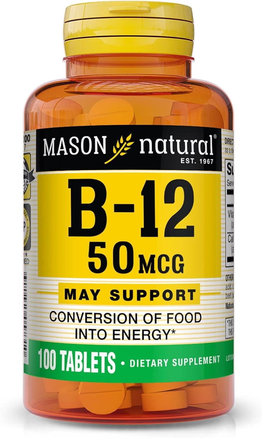 MASON NATURAL Vitamin B12 50 mcg with Calcium, 100-Day Supply, Dietary…