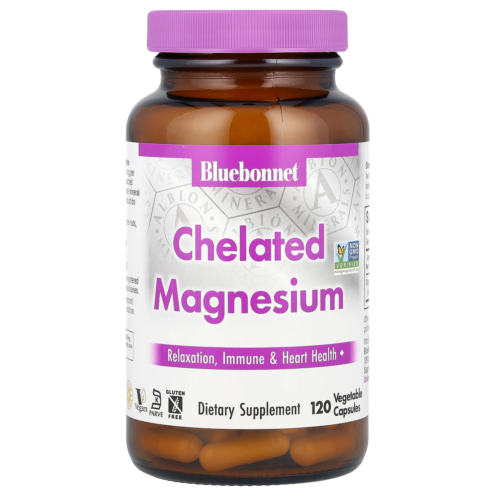 Bluebonnet Nutrition Chelated Magnesium 120 Veggie Caps Egg-Free, Fish Free,