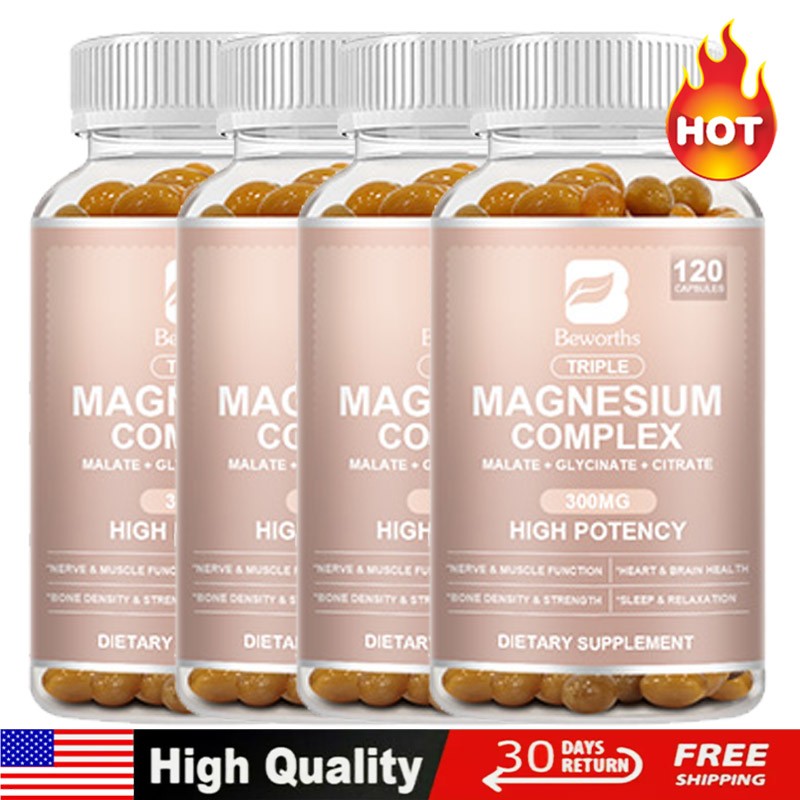 Triple Magnesium 300mg Complex Supplement Anti Anxiety,Stress Relief Supplement