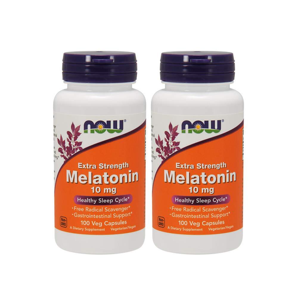 Now Supplements Melatonin 10mg Extra Strength, 100 Veg Capsules (Pack of 2)