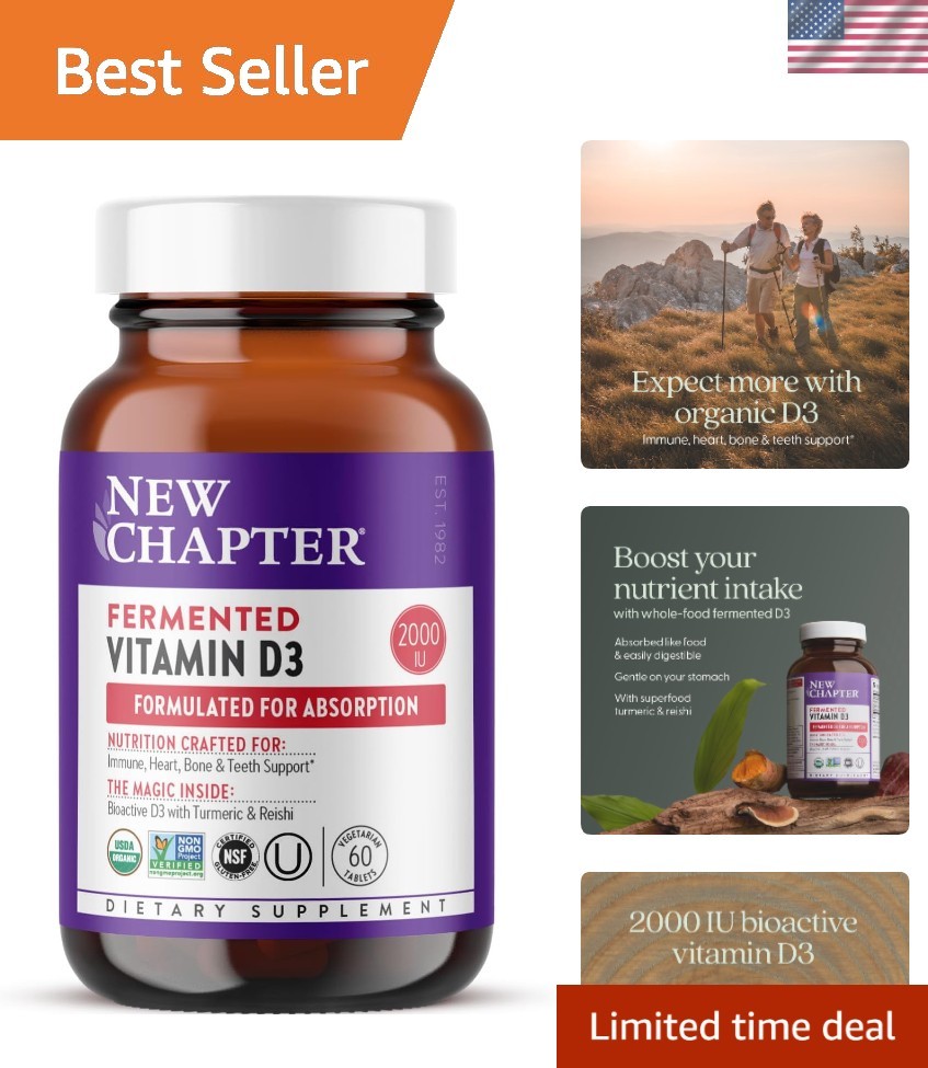 New Chapter Fermented Vitamin D3 2,000 IU, Organic, ONE Daily for Immune, Hea