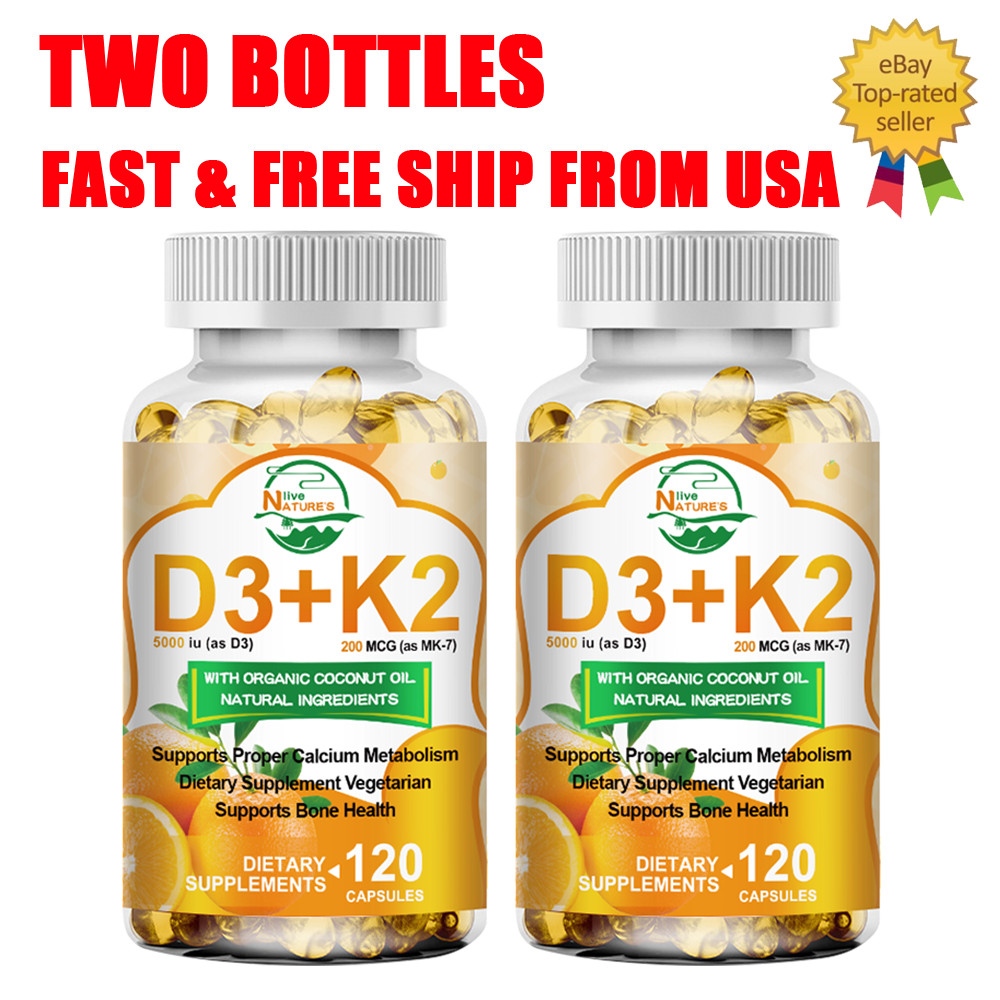 Vitamin D3 K2 Softgel 240 Capsules Extra Strength D3 K2 Supplements NEW