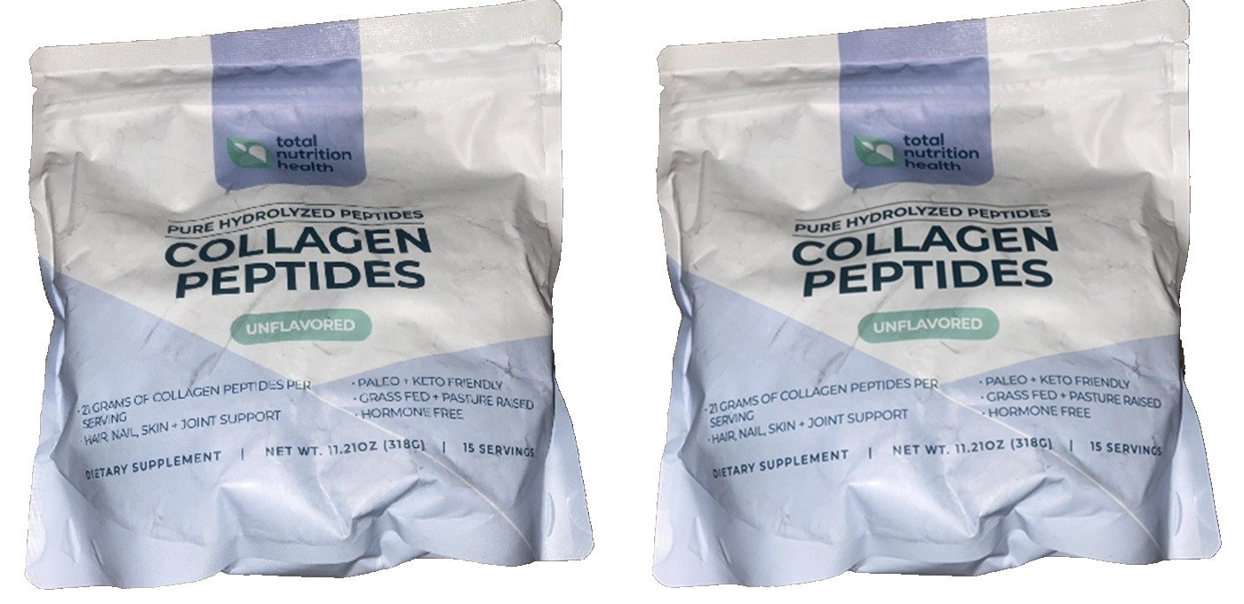 2x Total Nutrition Health Collagen Peptides Unflavored 15 serv each