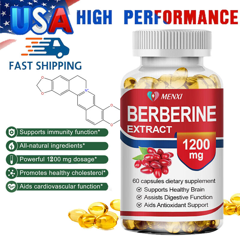 Berberine Extract 1200mg High Absorption Heart Health Support Supplements 60pcs