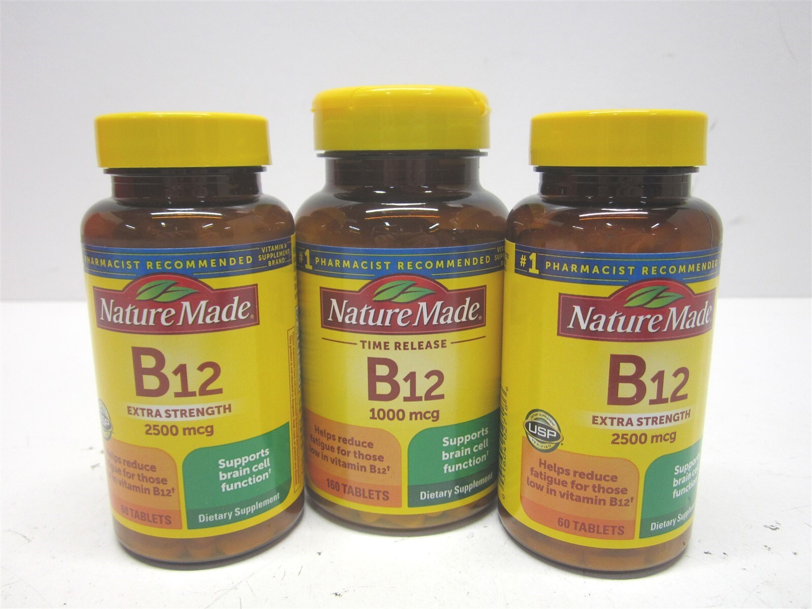 Nature Made 1000/2500 mcg Vitamin B12 Extra Strength Tablet 60/160ct – Qty 3