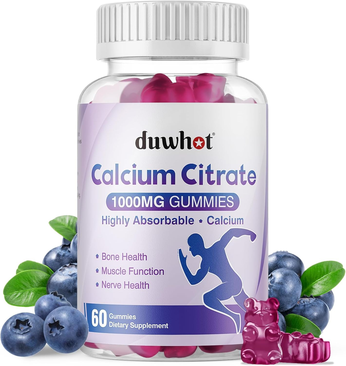 Calcium Citrate Gummies, Chewable Calcium Citrate 1000Mg for Bone, Muscle & Immu
